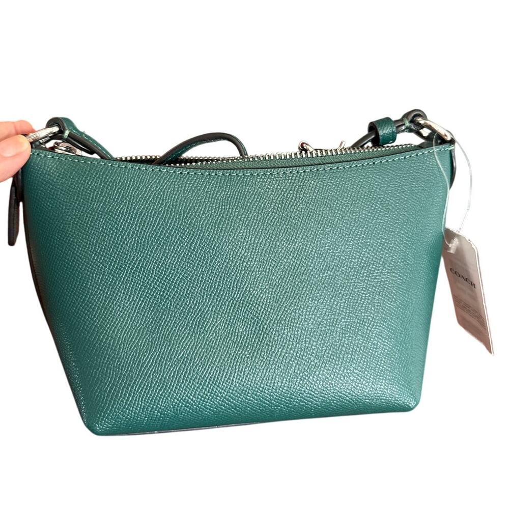 COACH NWT Emerald Green Silver Zip Top Crossbody Bag | NWT - Picture 2 of 10